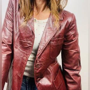 Vintage Berman’s Oxblood Leather Blazer — Size L